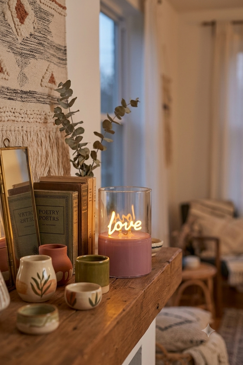 Luminária decorativa com mensagem love